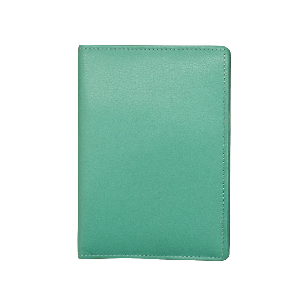 Green leather wallet on a white background
