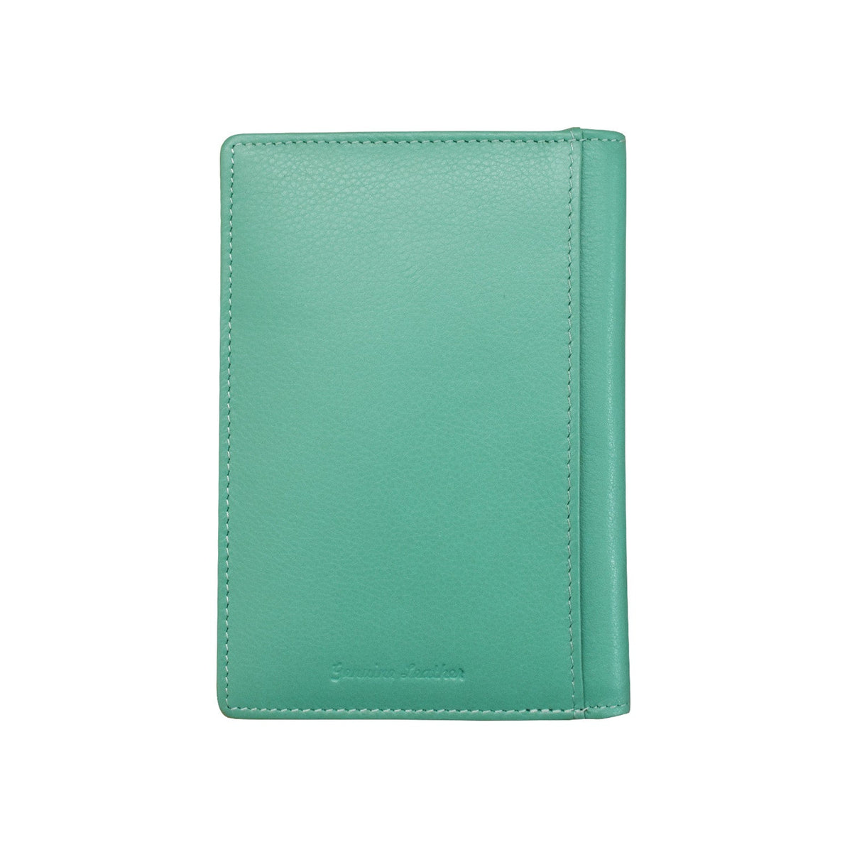 Green leather wallet on a white background