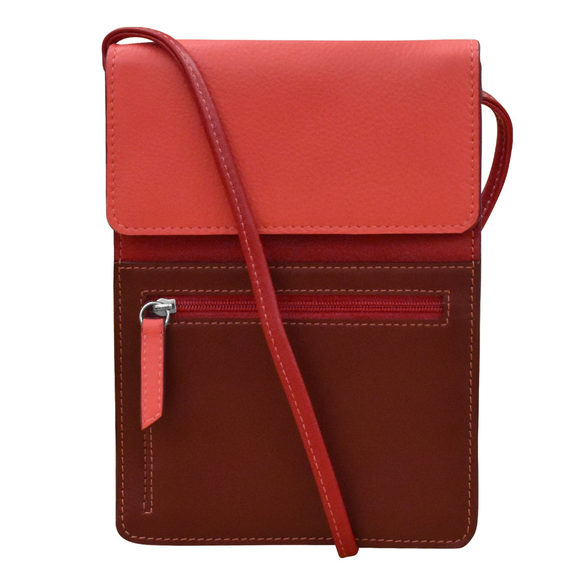 Red crossbody bag on a white background