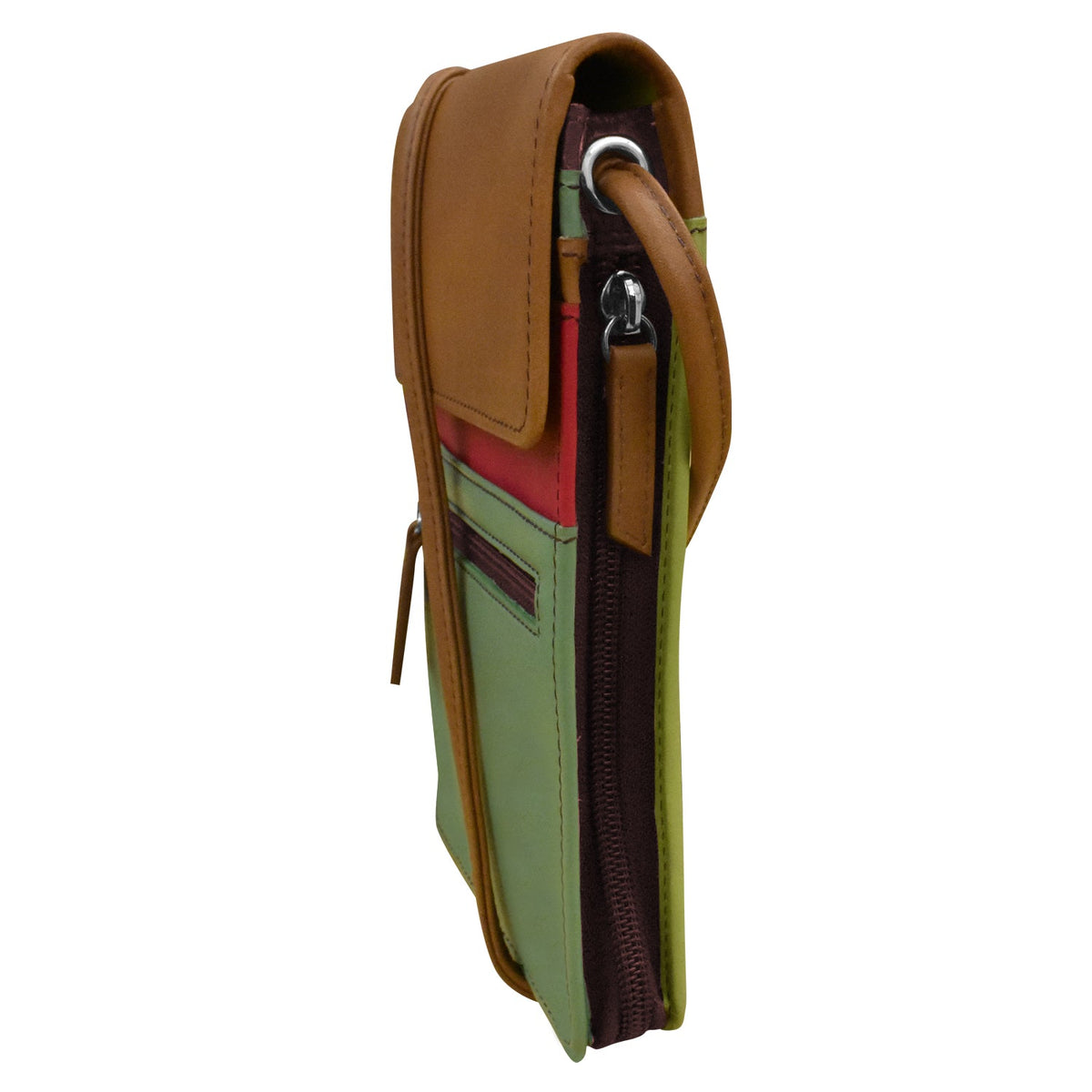 Multicolored pouch with zipper on a white background