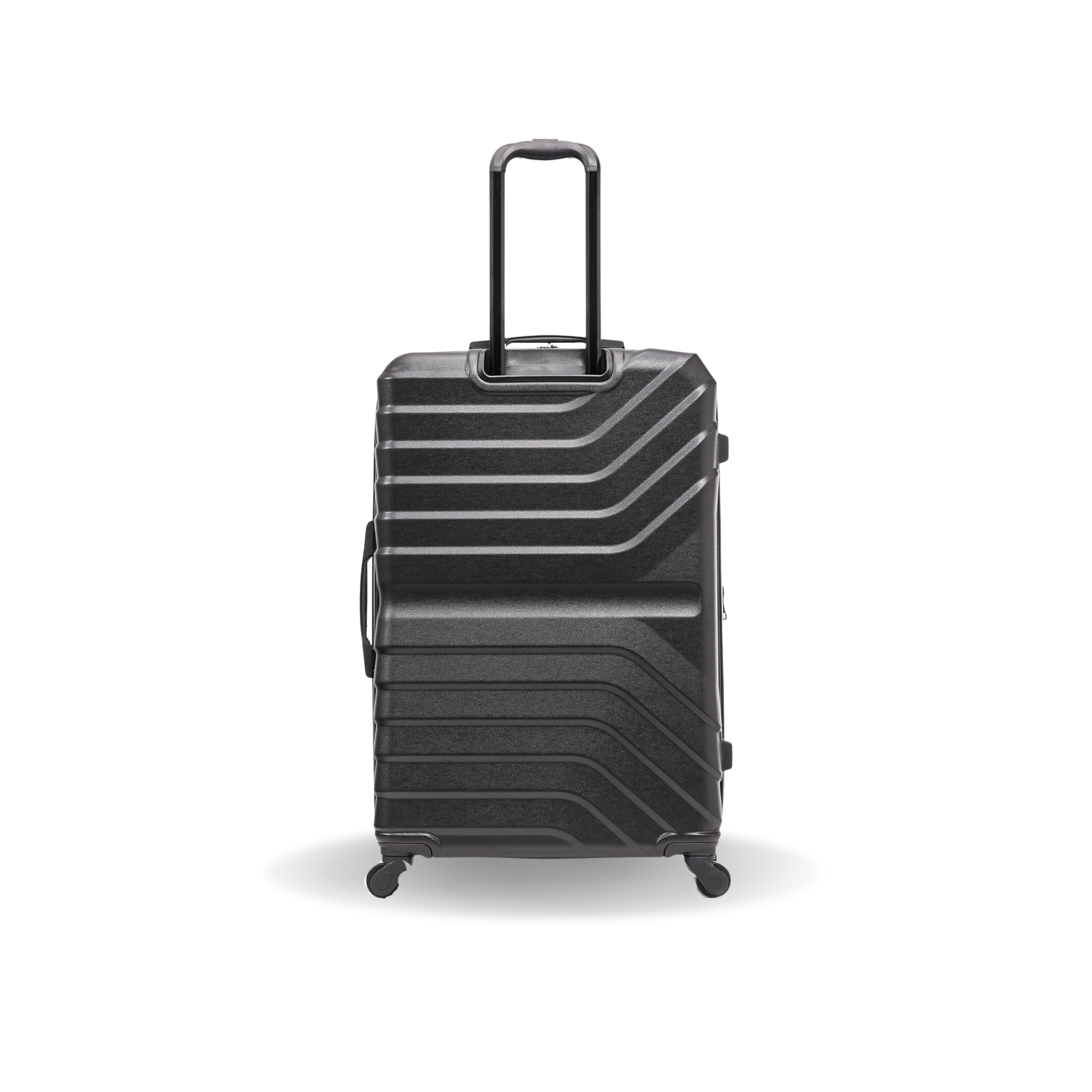 Black suitcase with geometric design on a white background