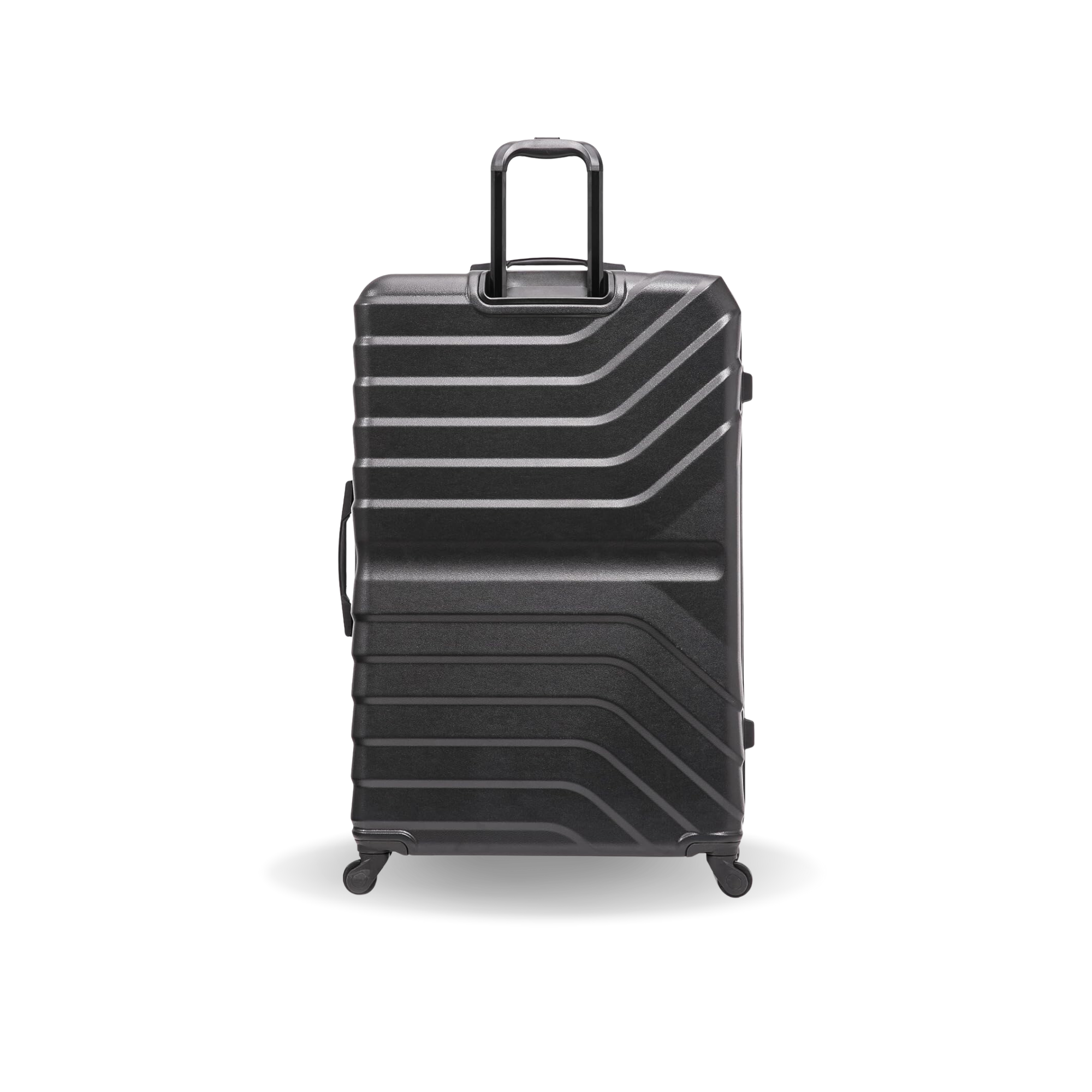 Black suitcase with geometric design on a white background