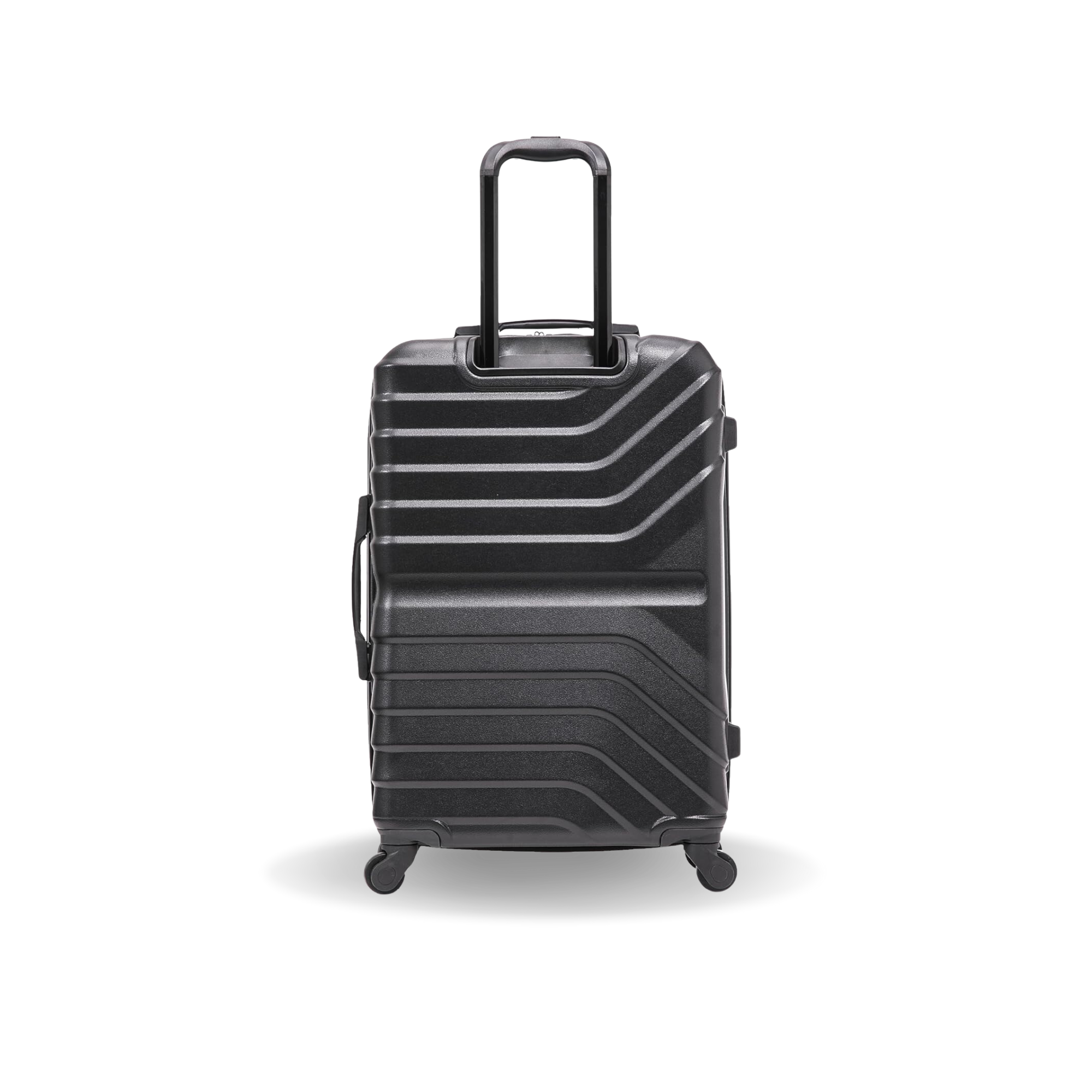 Black suitcase with a geometric design on a white background