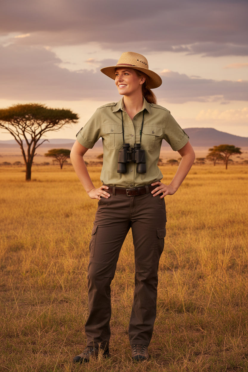 Khaki short-sleeve shirt on a white background