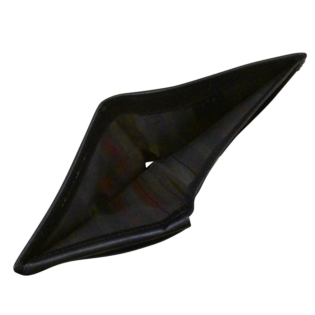 A black, diamond-shaped decorative dish or tray with a glossy finish, shown on a plain white background.