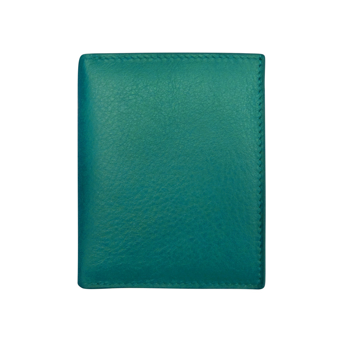 Green leather wallet on a white background