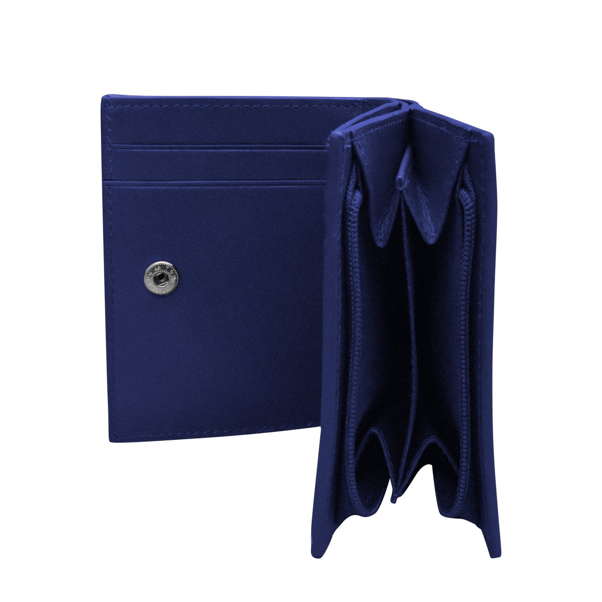 Blue wallet with a card holder on a white background