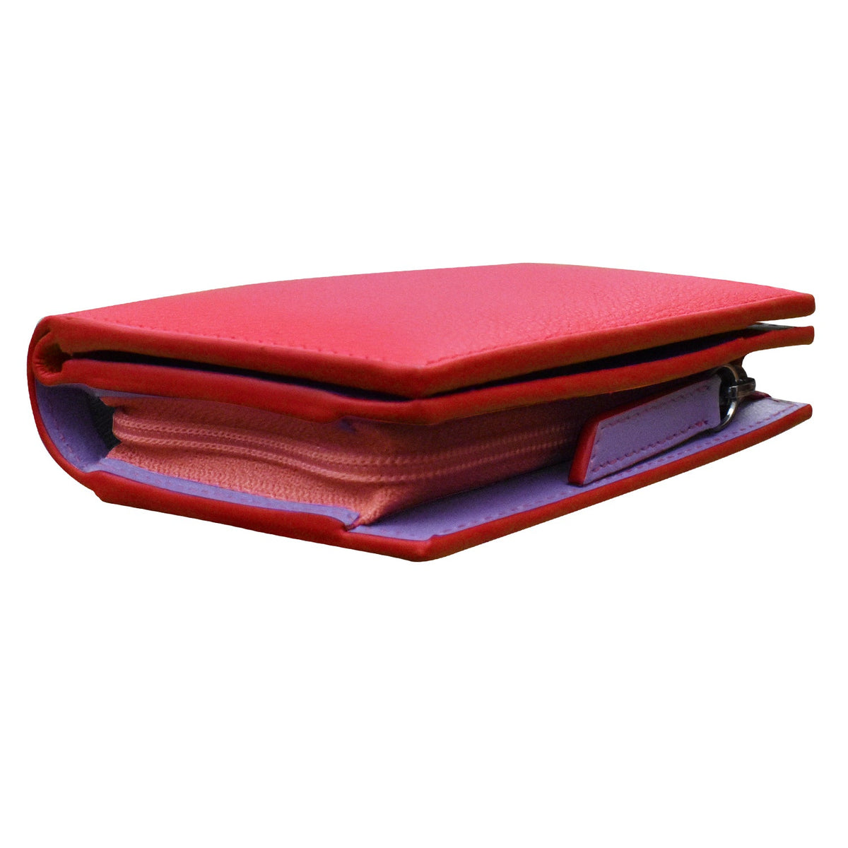 Red leather wallet on a white background
