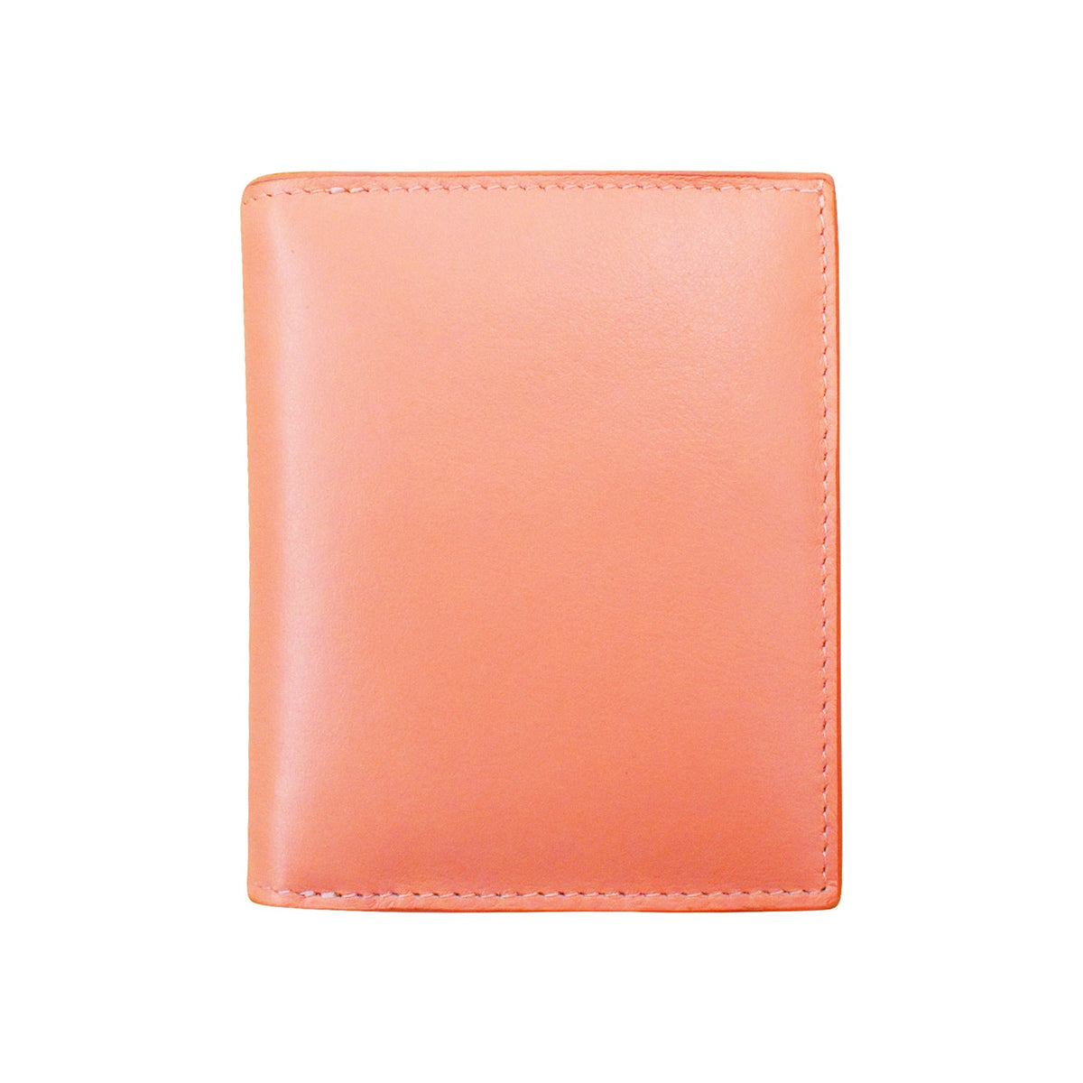 Pink leather wallet on a white background