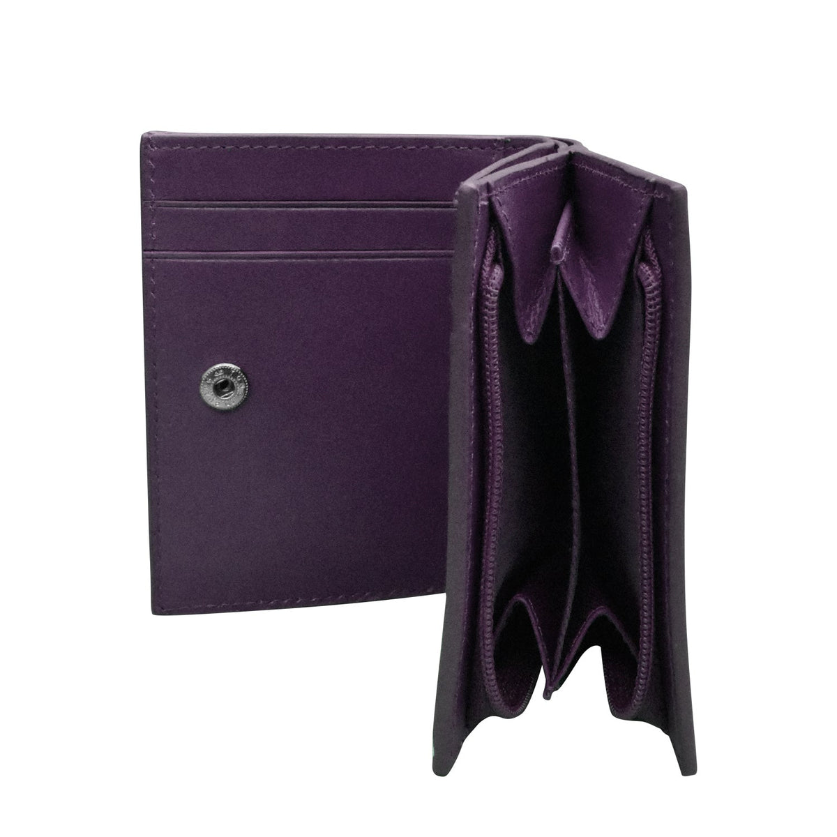 Purple wallet open on a white background
