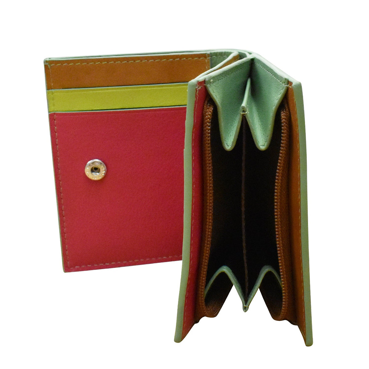 Colorful wallet with a button on a white background