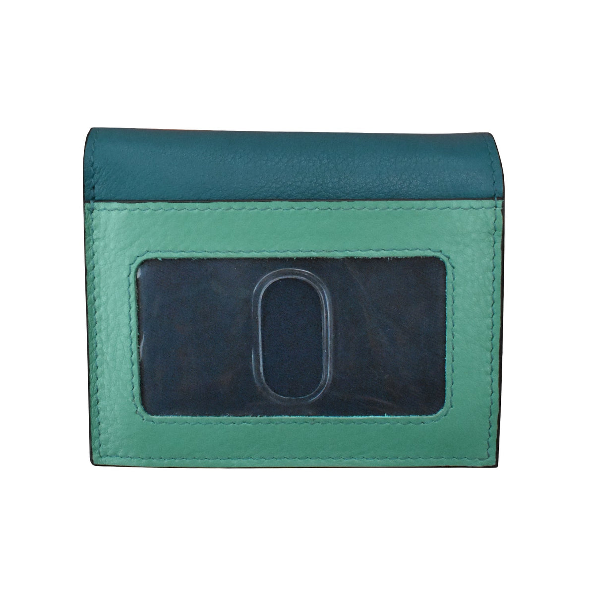 Green wallet with a card holder on a white background