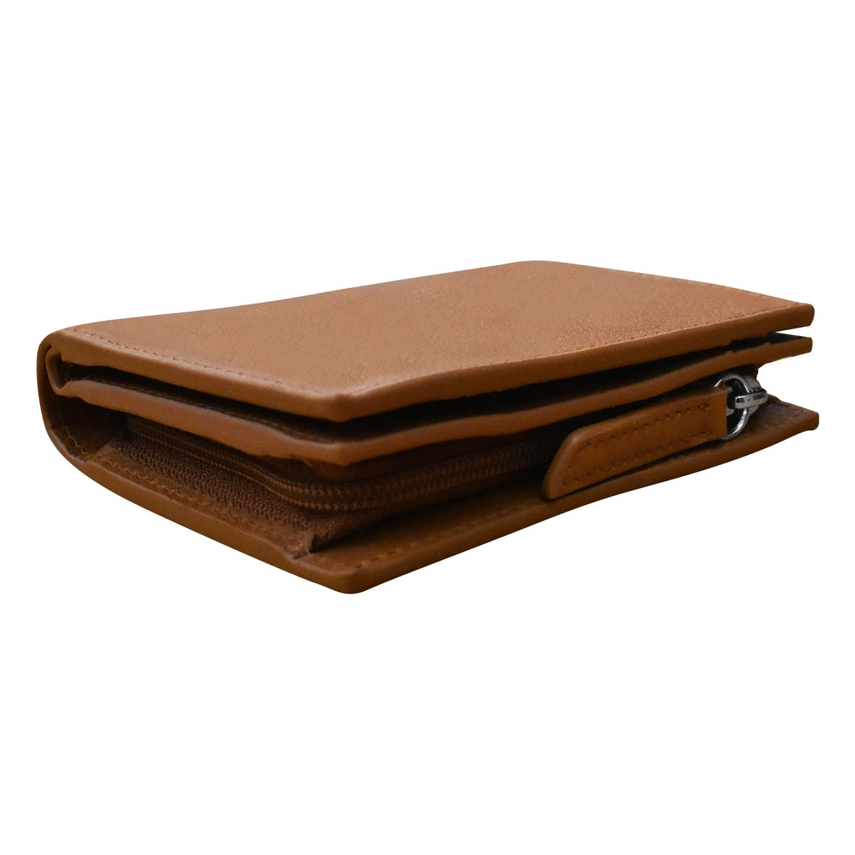Brown leather wallet on a white background