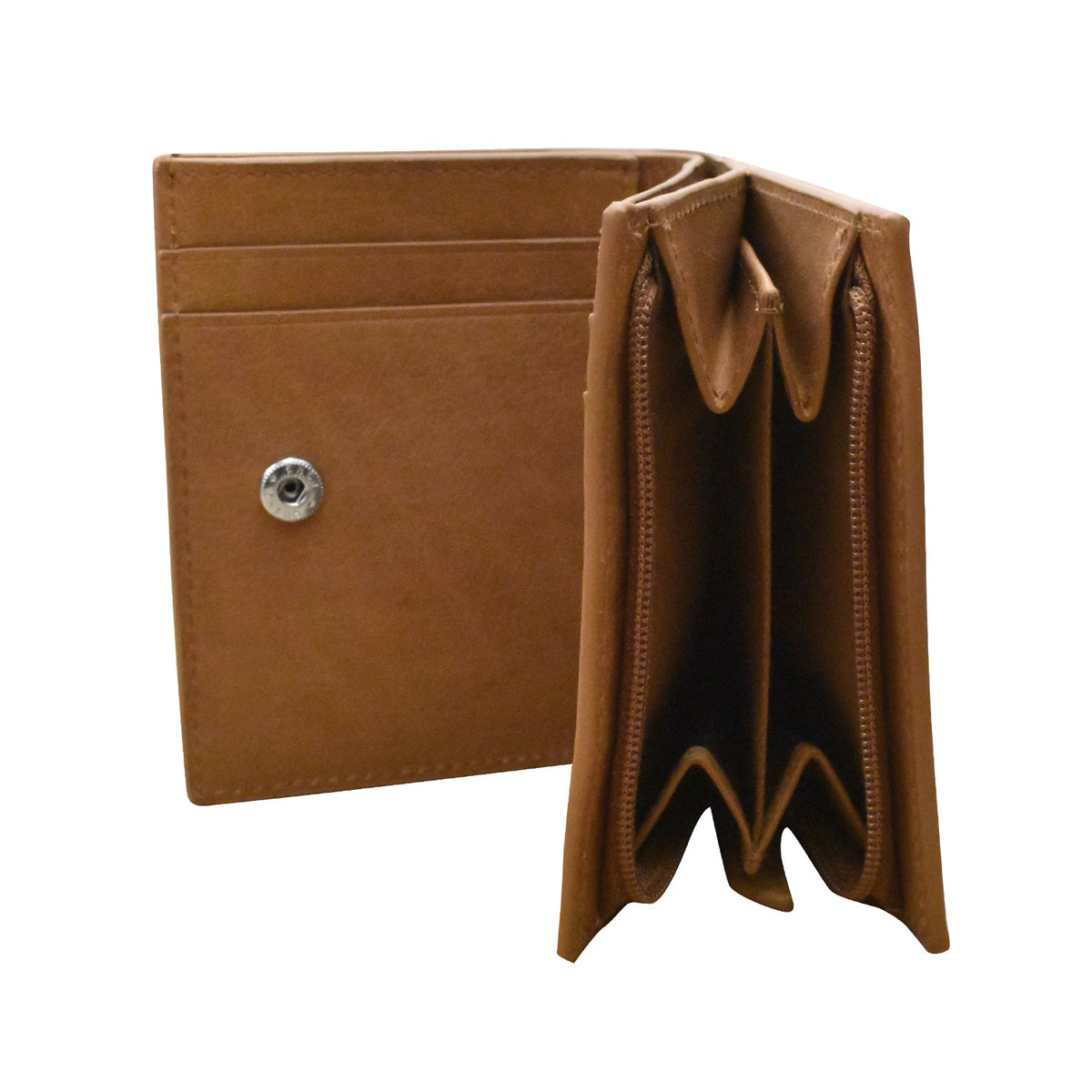 Brown leather wallet on a white background