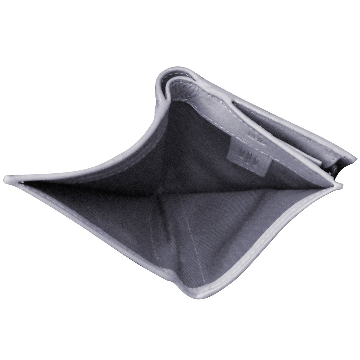Gray fabric pouch on a white background