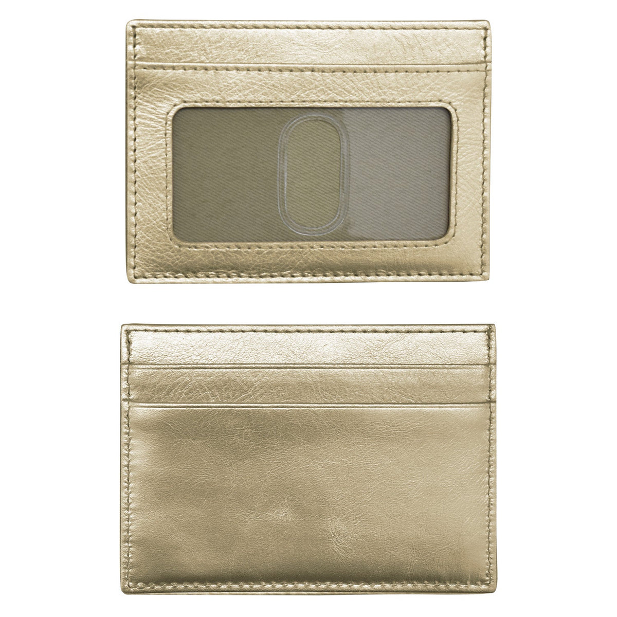 Beige leather cardholder with window on a white background