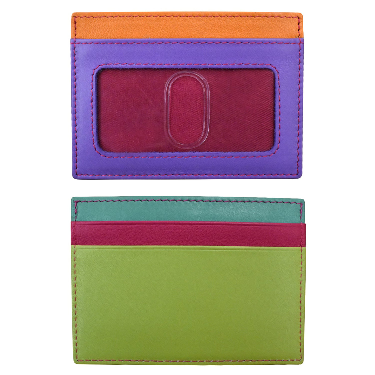 Two colorful card holders on a white background
