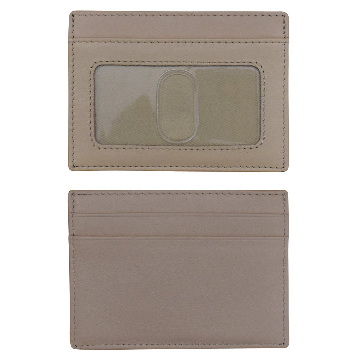 Beige cardholder with a clear window on a white background