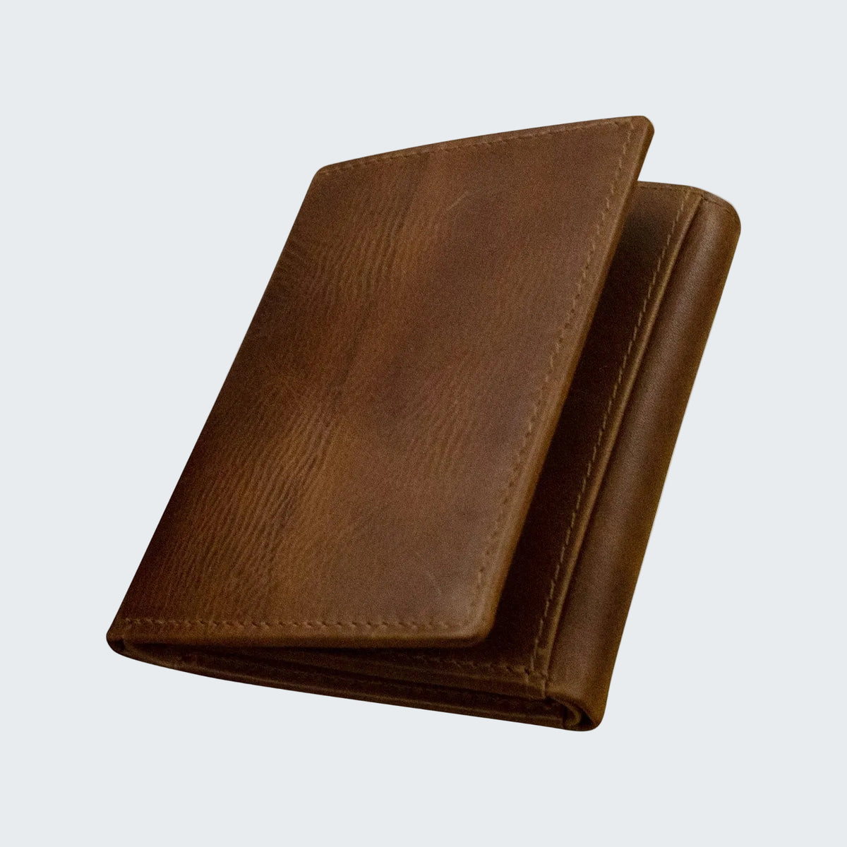 Brown leather wallet on a white background