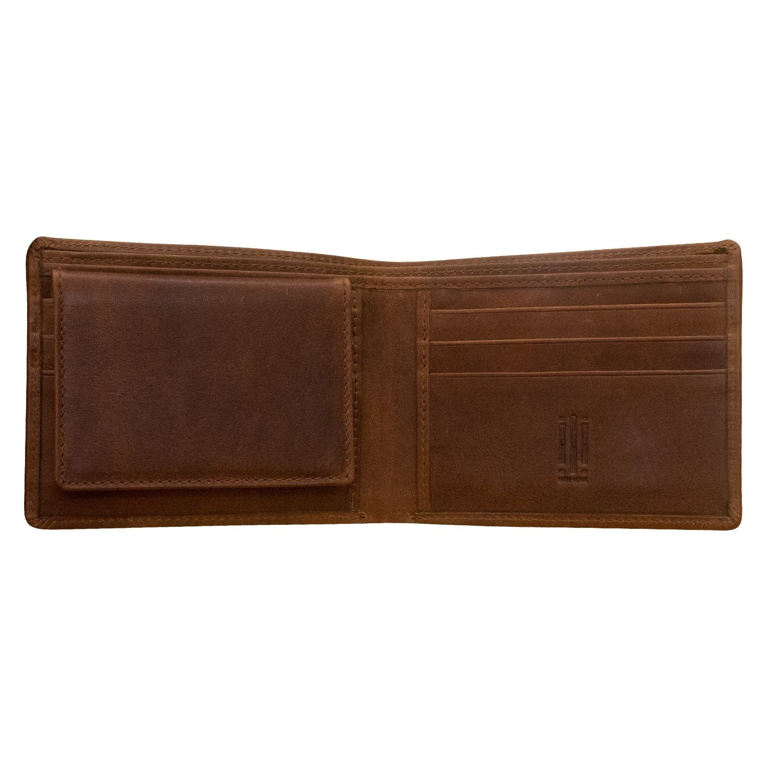 Brown leather wallet on a white background