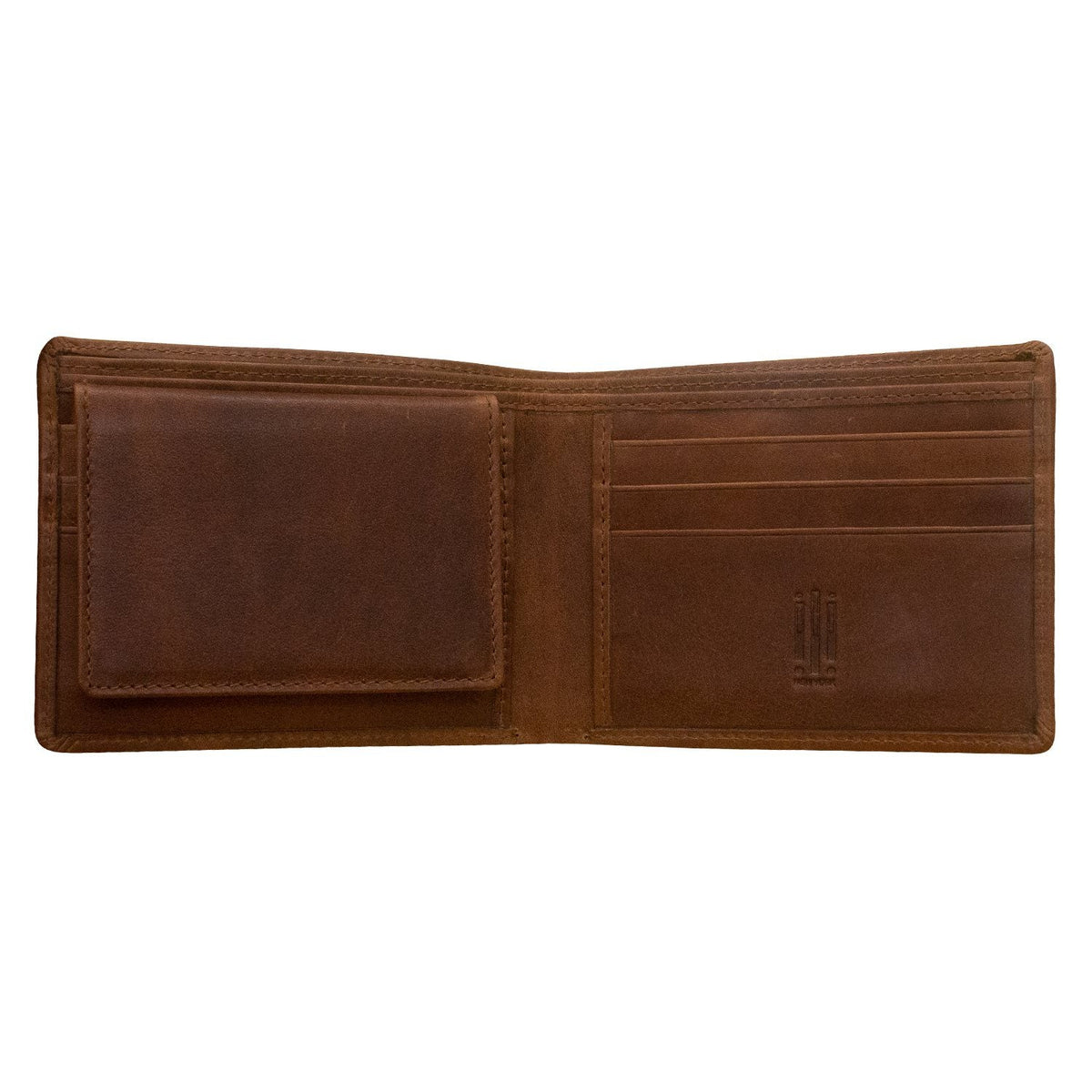 Brown leather wallet on a white background