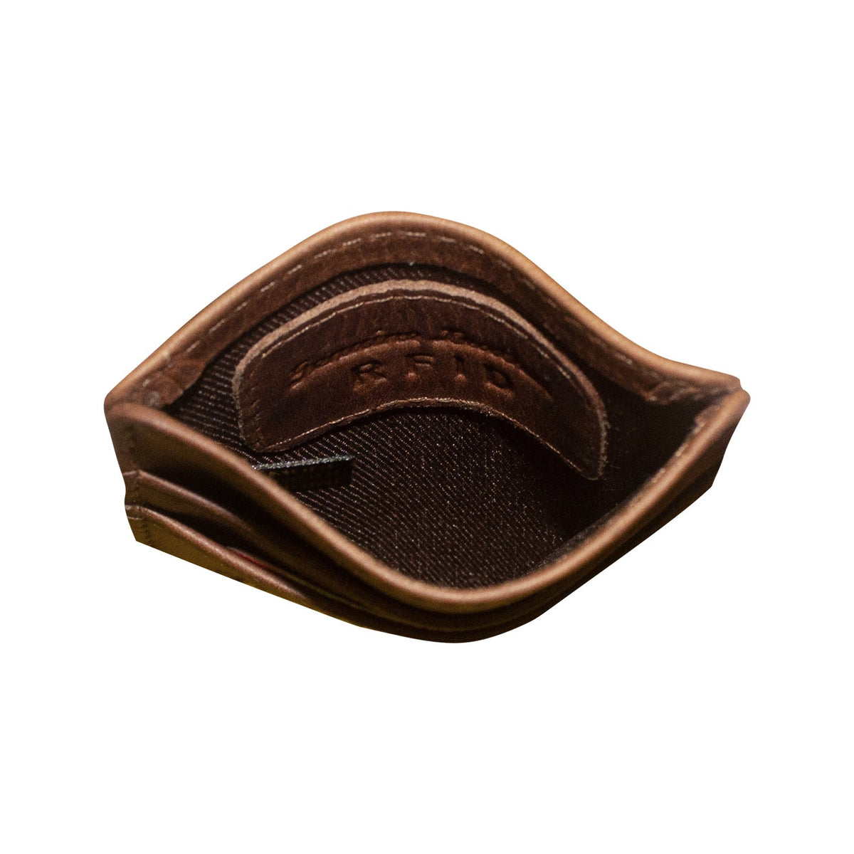 Brown leather wallet on a white background