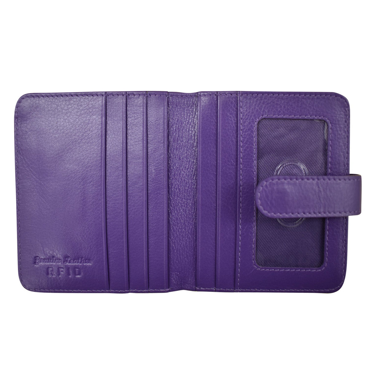 Purple wallet with a card holder on a white background