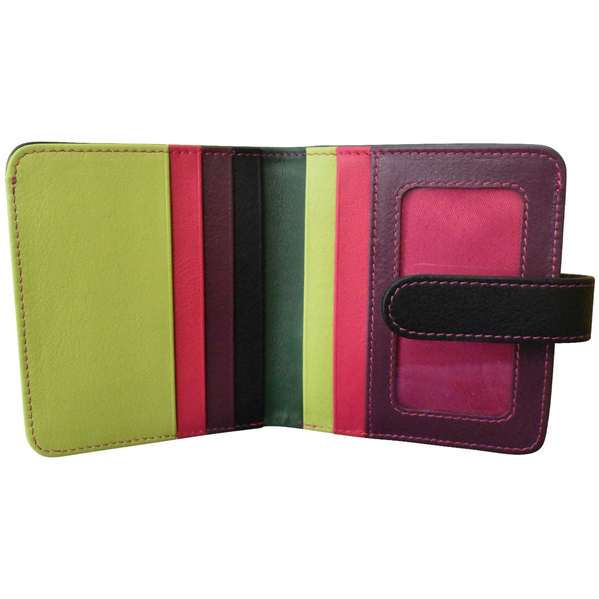 Multicolored striped wallet on a white background
