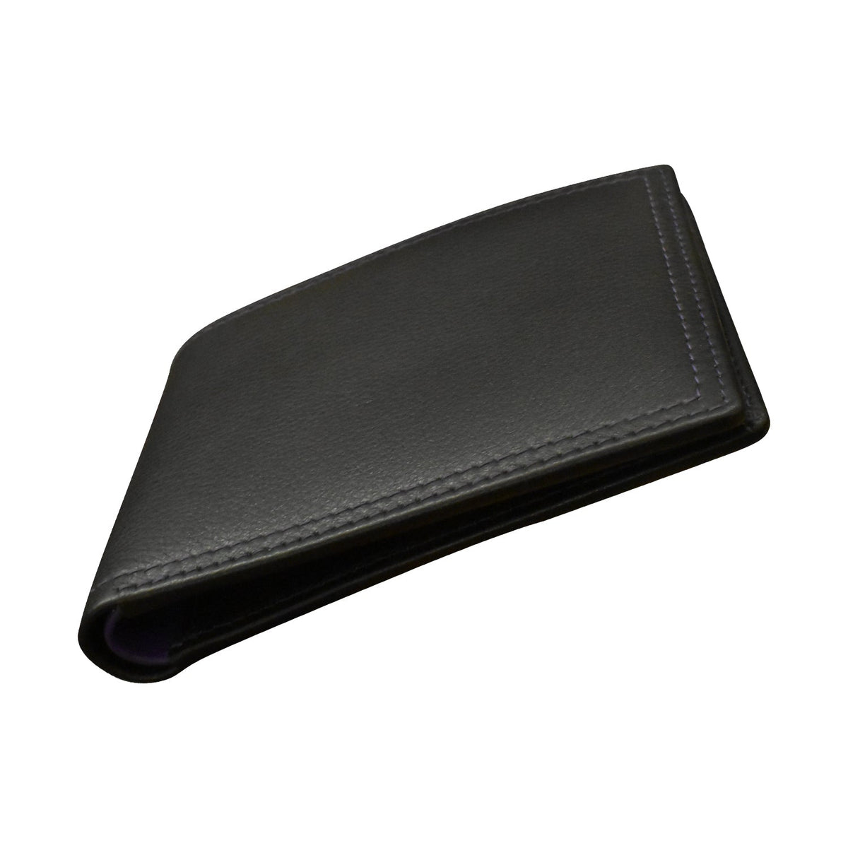 Black leather wallet on a white background