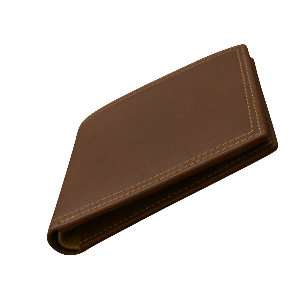 Brown leather wallet on a white background