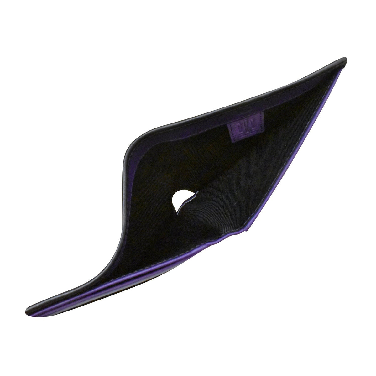 Black and purple object on a white background
