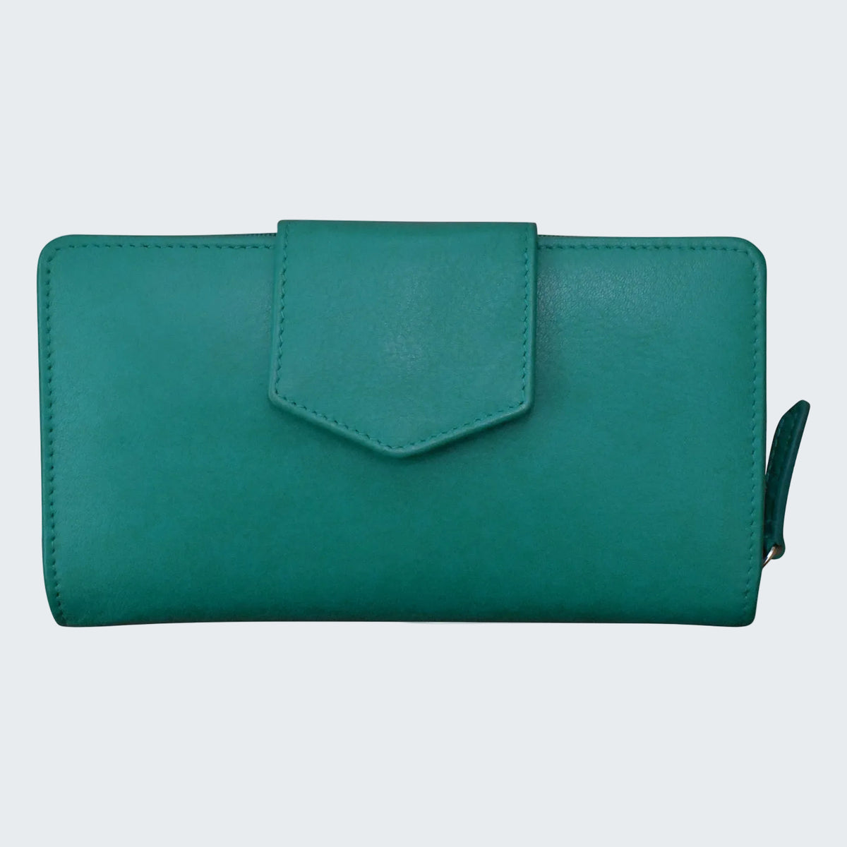 Teal wallet on a white background