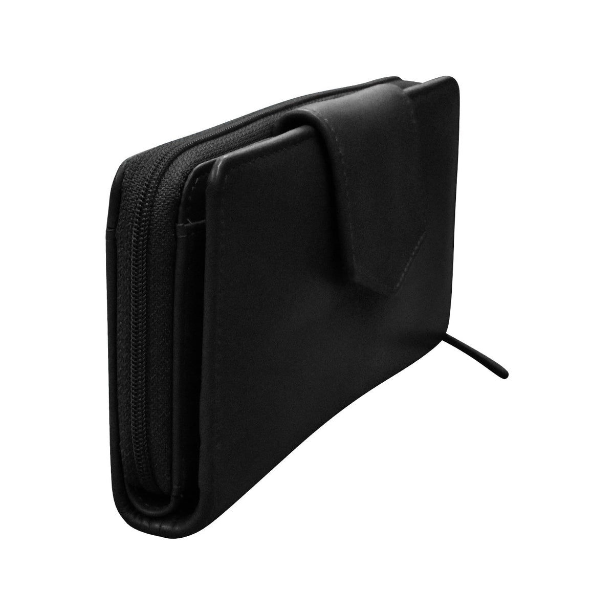 Black leather wallet on a white background