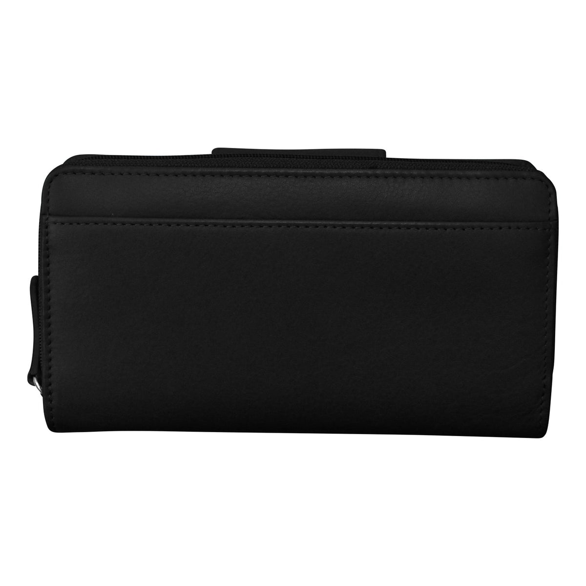 Black leather wallet on a white background