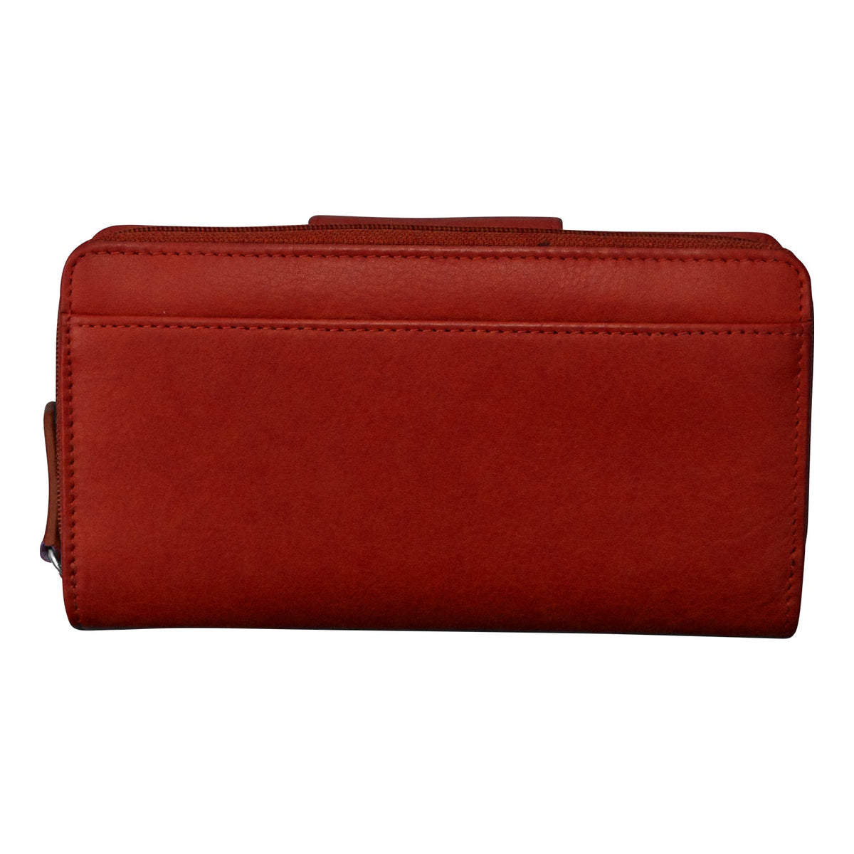 Red leather wallet on a white background