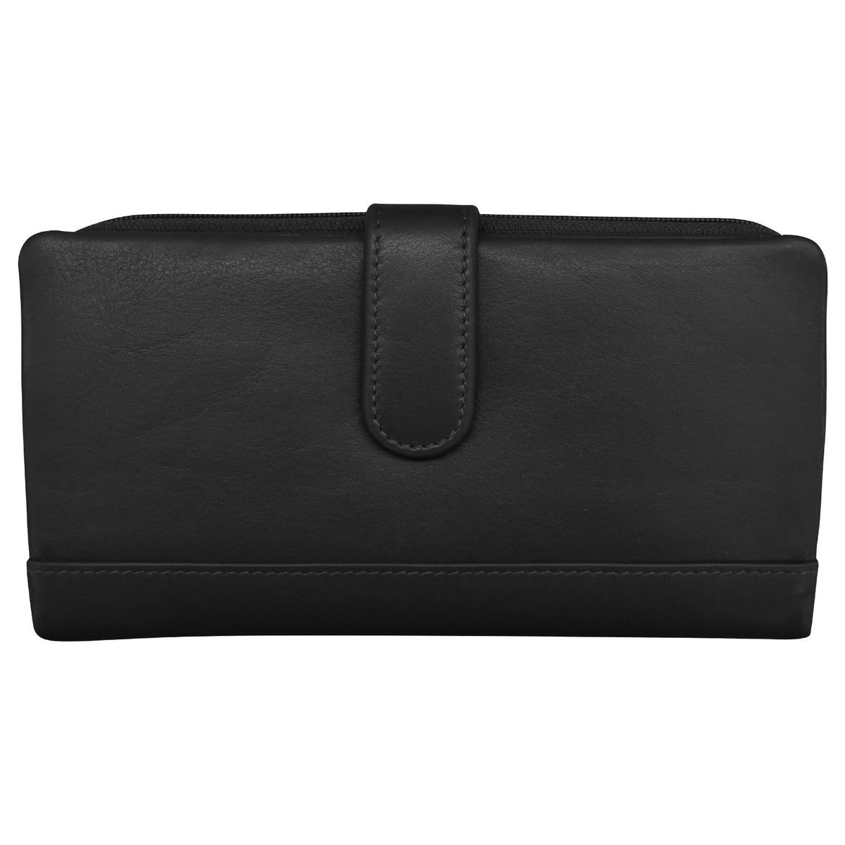 Black leather wallet on a white background