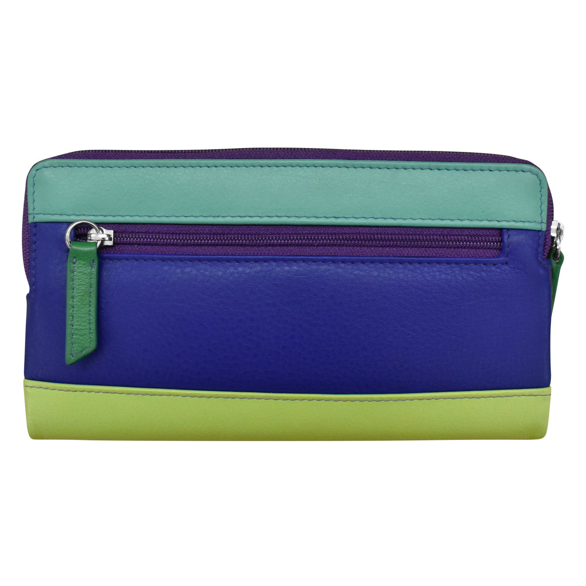 Multicolored pouch with a zipper on a white background