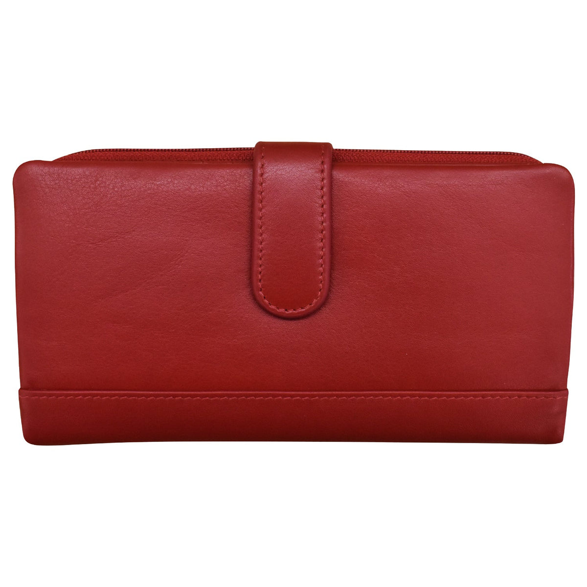 Red leather wallet on a white background