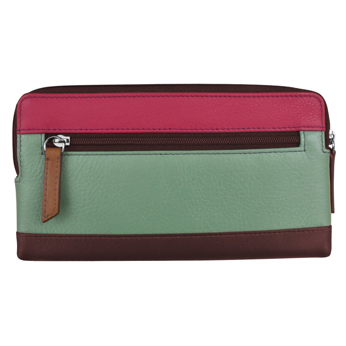 Multicolored pouch with zipper on a white background