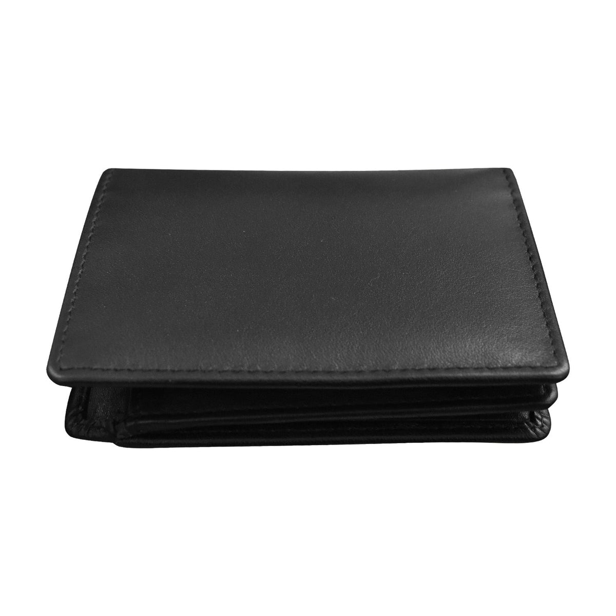 Black leather wallet on a white background