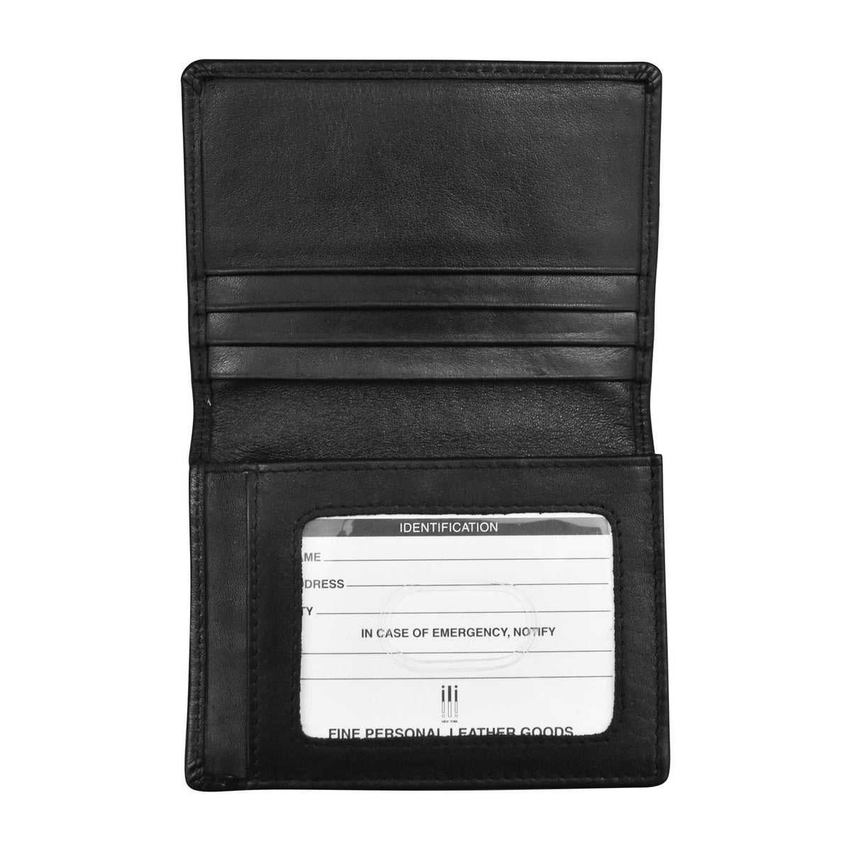 Black leather wallet with a card holder on a white background