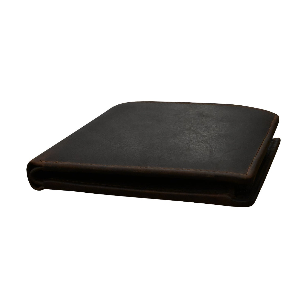 Black leather seat cushion on a white background