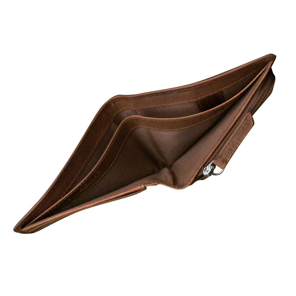 Brown leather wallet on a white background