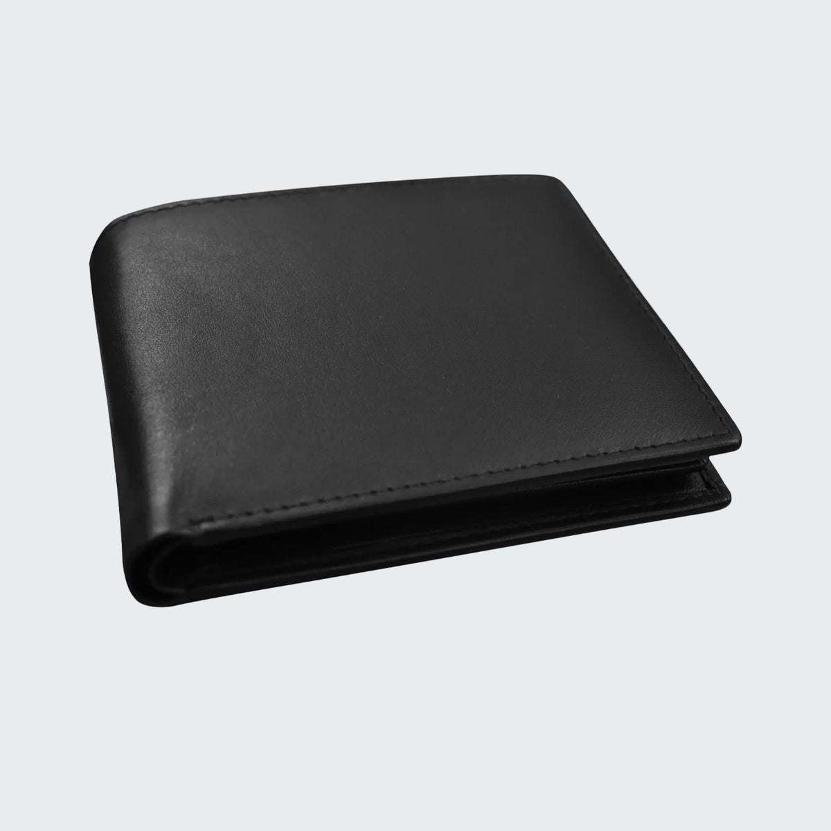 Black leather wallet on a white background