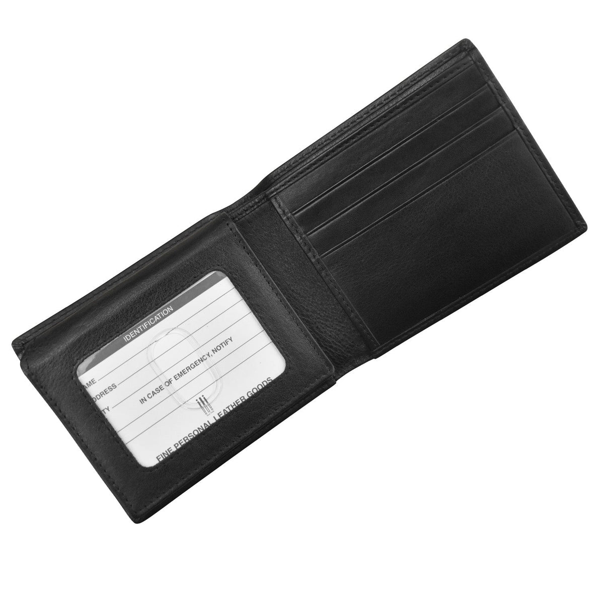 Black leather wallet with a card holder on a white background