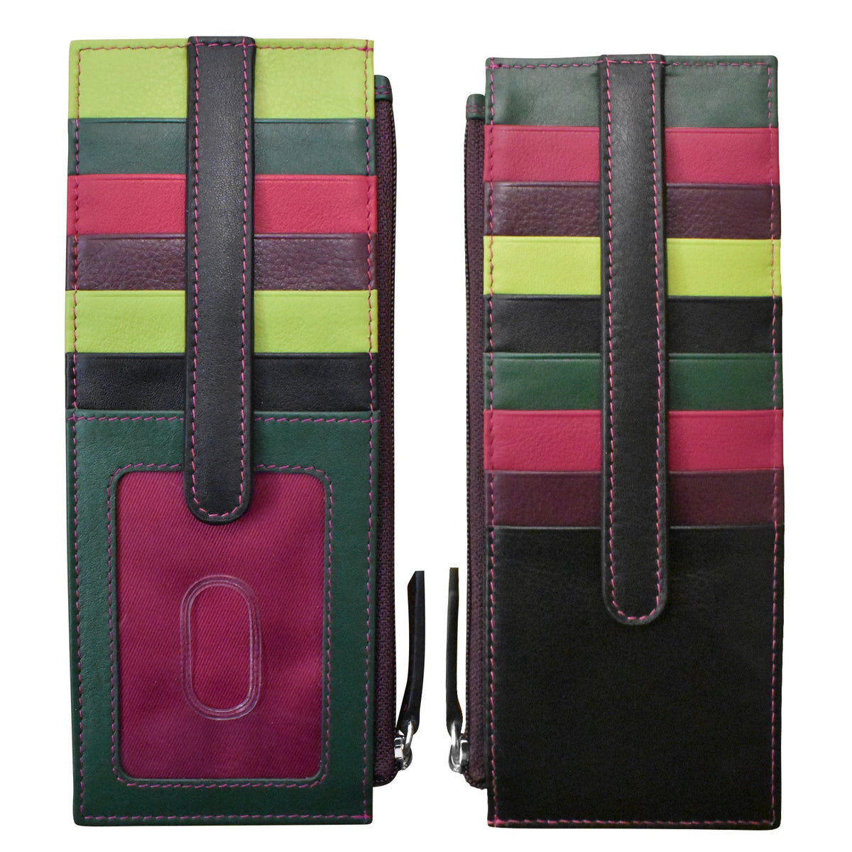 Colorful striped phone case with a strap on a white background