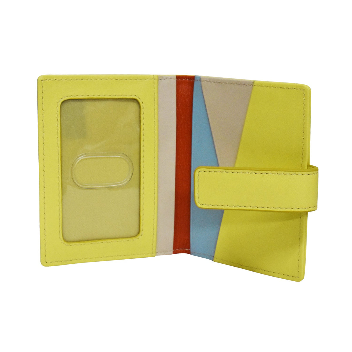 Yellow wallet with a clear window on a white background
