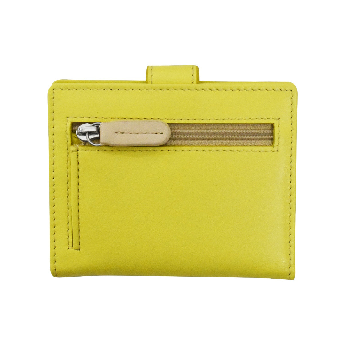 Yellow wallet with a zipper on a white background