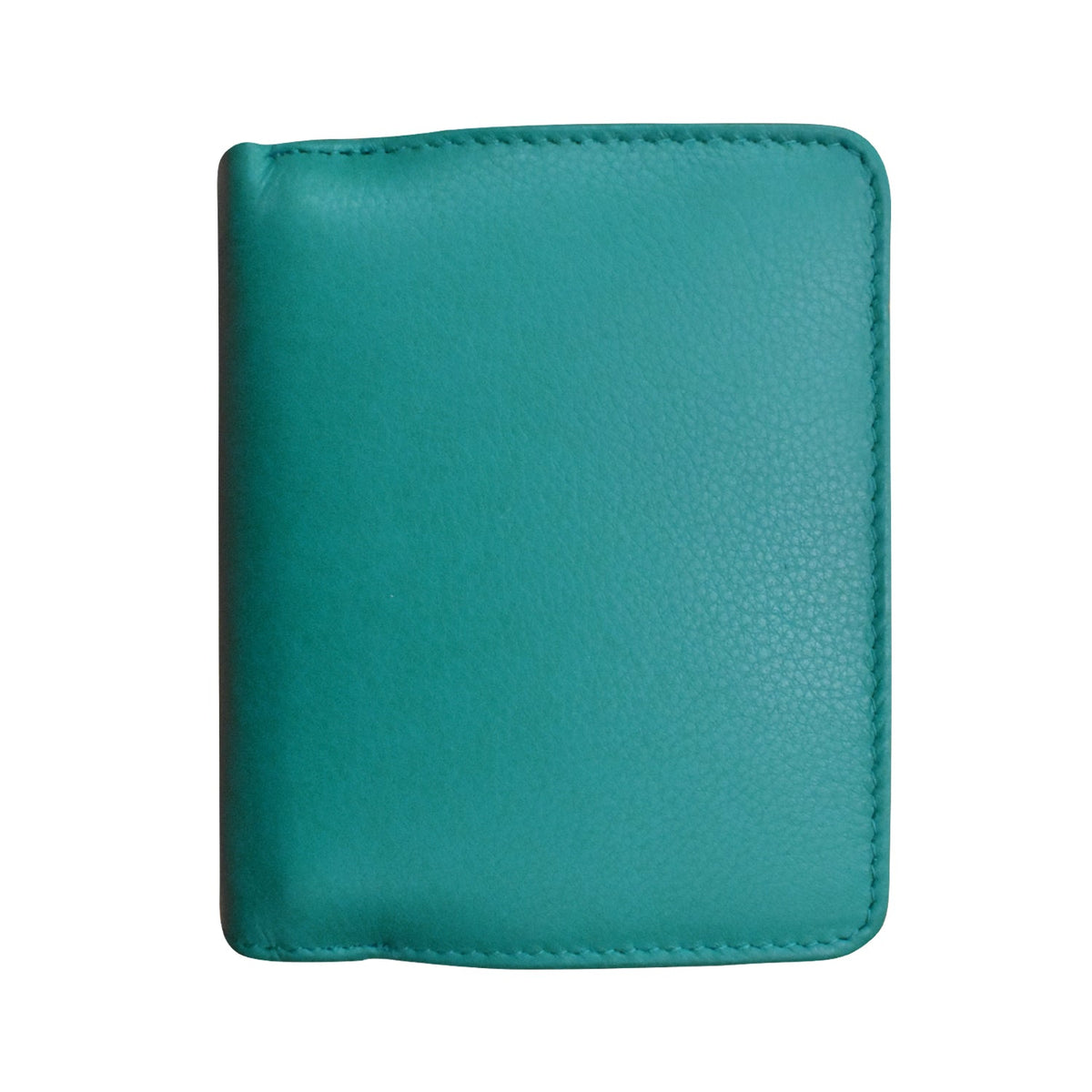 Teal leather wallet on a white background