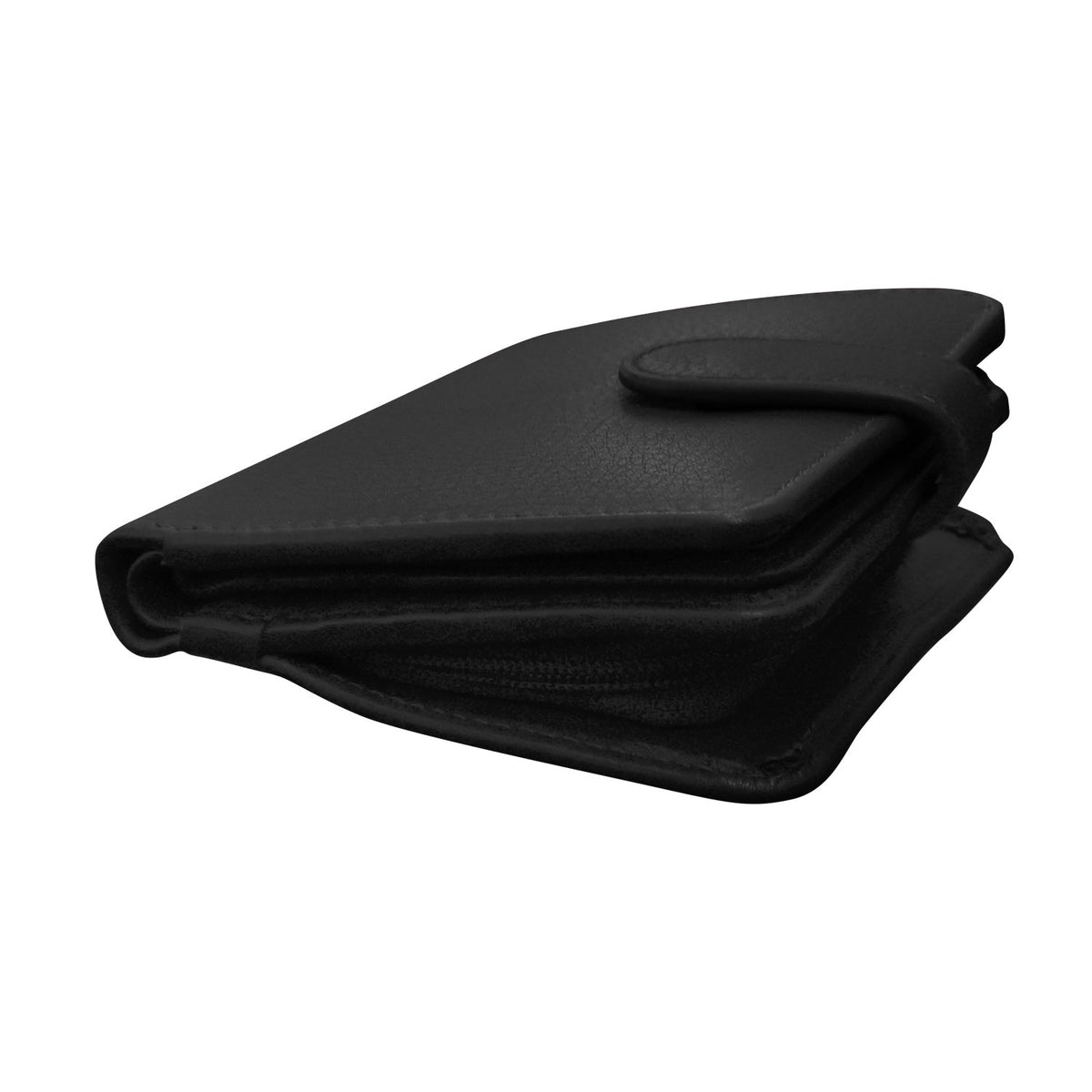 Black leather wallet on a white background